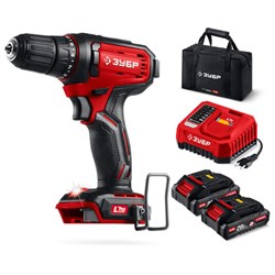 Дрель-шуруповерт безударная, аккумулятор 20 В, 40 Н·м, 2 АКБ LMS (2 А·ч), сумка, ЗУБР Мастер ДШ-40-22 - фото 17035378