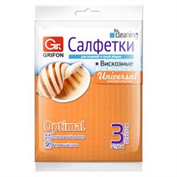 Салфетки из вискозы MINI, 30х26 см, 70 г/м2, КОМПЛЕКТ 3 шт., GRIFON, 910-002 - фото 17035409