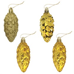 Украшение ёлочное "Шишки" 4 шт., 9 см, пластик, золотистые, ЗОЛОТАЯ СКАЗКА, 590898 - фото 17065737