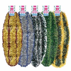 Мишура с цветными кончиками (1 шт.) диаметр 70 мм, длина 2 м, 5 цветов ассорти, ЗОЛОТАЯ СКАЗКА, 592214 - фото 17067371