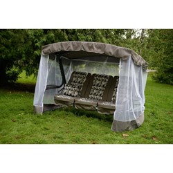 Садовые качели Olsa 3-х местные Палермо Премиум ткань каркас серый, серый рисунок ромб - фото 17116460