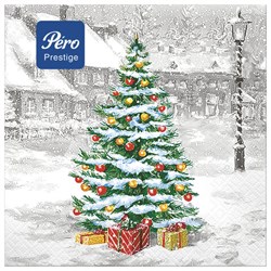 Салфетки бумажные 20 шт., 33х33 см, "Белая зима", 3-слойные, PERO "Prestige", 3125 - фото 17137275