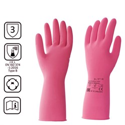 Перчатки латексные КЩС, сверхпрочные, плотные, хлопковое напыление, размер 9,5-10, XL (очень большой), красные, HQ Profiline,73588 - фото 17137819