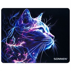 Коврик для мыши SONNEN "NEON CAT" резина + ткань, 250х200х2 мм, 513956 - фото 17153237