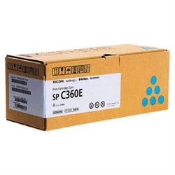 Тонер-картридж лазерный RICOH (SP C360E) SP C360/C361, голубой, оригинальный, ресурс 1500 стр., 408189 - фото 17162536