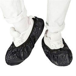 Бахилы двойные, КОМПЛЕКТ 500 шт. (250 пар), STRONG, 39х14 см, 100 мкм, 10 г, черные, ELEGREEN, ЭГЦЧ-100/Н20 - фото 17163118