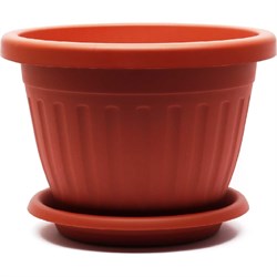 Кашпо ООО КЗНМ сильвер эко с блюдцем d 18, объём 1,9л терракот - фото 17209582