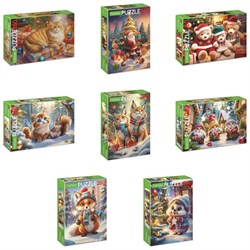 Пазл картонный НОВОГОДНИЙ 260 элементов АССОРТИ, 220х330 мм, HATBER - фото 17216840