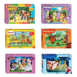 Пазл картонный 24 элемента, "МАКСИ-ПАЗЛЫ", АССОРТИ, поле 50х34,5 см - фото 17216992