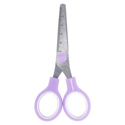 Ножницы BRAUBERG KIDS 130 мм, ручки лавандовые, закругленные лезвия с линейкой, 274061 - фото 17238556