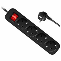 Удлинитель сетевой DEFENDER G450, 4 розетки, c заземлением, выключатель, 10А, длина 5 м, черный, 99339 - фото 17240902