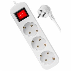 Удлинитель сетевой DEFENDER S350, 3 розетки, c заземлением, выключатель, 10А, длина 5 м, белый, 99235 - фото 17240905