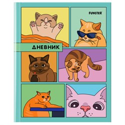 Дневник 5-11 класс 48 л., твердый, FUNSTER (ФАНСТЕР), выборочный лак, с подсказом, "Мемные коты", 107617 - фото 17262935