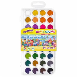 Краски акварельные ЮНЛАНДИЯ "ДОМИКИ", 36 цветов, круглые кюветы 23 мм, пенал, 192633 - фото 17262972