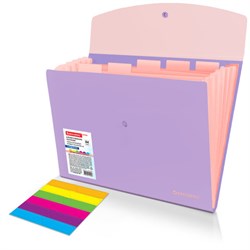 Папка-органайзер конверт на кнопке 6 отделений, BRAUBERG "Extra", A4, лиловая с персиковым, 274101 - фото 17273099