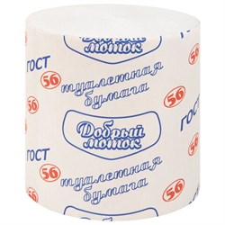 Бумага туалетная бытовая, 56 м, ДОБРЫЙ МОТОК, ГОСТ-56, без втулки (эконом), М-62 - фото 17277325