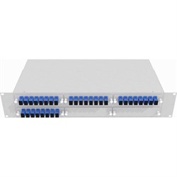 Укомплектованный одномодовый стоечный оптический кросс TopLan КРС-Top-2U-32SC/U-OS2-GY - фото 17292855