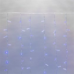 Гирлянда Neon-Night ДОЖДЬ занавес 2х3м, прозрачный ПВХ, 448LED синие, 28LED/нить, 16 нитей - фото 17293729
