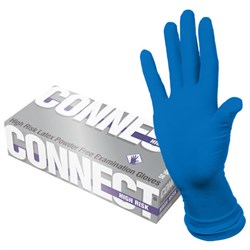 Перчатки латексные смотровые CONNECT HIGH RISK, 25 пар (50 шт.), размер M (средний), синие, CON-HR-02 - фото 17307788