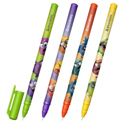 Ручка гелевая, кросс-серия "МОНСТРИКИ", BRAUBERG, СИНЯЯ, корпус ассорти, игольчатый наконечник 0,5 мм, линия письма 0,3 мм,144483 - фото 17315330