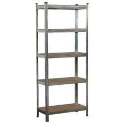 Стеллаж металлический BOOMHOUSE (БУМХАУС) безболтовой, 1800x750x350 мм, 5 полок МДФ, нагрузка на стеллаж до 875 кг, серебристый, 291411 - фото 17323734