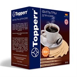 Фильтр TOPPERR №4 для кофеварок, бумажный, неотбеленный, 200 штук, 3046 - фото 17338767