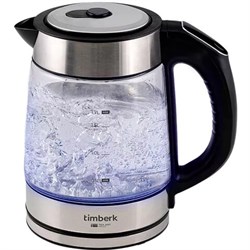 Чайник TIMBERK T-EK27G03, 1,7 л, 2200 Вт, закрытый нагревательный элемент, ТЕРМОРЕГУЛЯТОР, стекло, стальной - фото 17338810