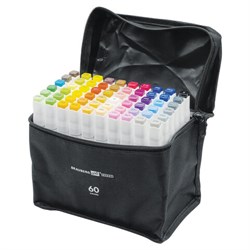 Маркеры для скетчинга двусторонние BRAUBERG ART DEBUT "WHITE", НАБОР 60 шт., чехол, 152143 - фото 17345532