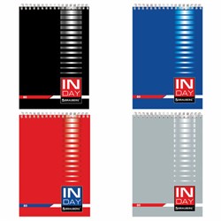 Блокнот БОЛЬШОЙ ФОРМАТ А4 195х297 мм, 80 л., спираль, картон, жесткая подложка, клетка, BRAUBERG, "INDAY", ассорти, 122801 - фото 17351968