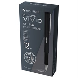 Ручка гелевая с грипом BRAUBERG "BLACK VIVID", ЧЕРНАЯ, корпус SOFT-TOUCH, пишущий узел 0,5 мм, линия письма 0,35 мм, 144541 - фото 17351978
