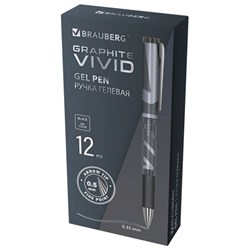 Ручка гелевая с грипом BRAUBERG "GRAPHITE VIVID", ЧЕРНАЯ, пишущий узел 0,5 мм, линия письма 0,35 мм, 144542 - фото 17351979