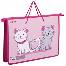 Папка на молнии с ручками ПИФАГОР А4, 1 отделение, пластик, ручки-шнурок, "Best Buds", 271469 - фото 17355798