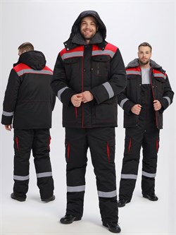 Костюм зимний Нейч-2 Премиум СОП (тк.Смесовая,240) п/к, черный/красный - фото 17358703