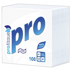 Салфетки бумажные 100 шт., 24х24 см, PROtissue COMFORT, белые, 100% целлюлоза, С184 - фото 17360227