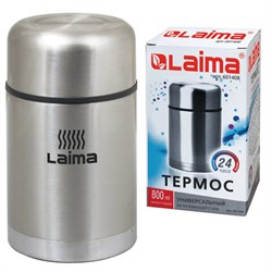 Термос LAIMA универсальный с широким горлом, 0,8 л, нержавеющая сталь, 601408 - фото 17360409