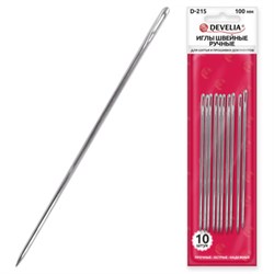 Иглы для шитья и прошивки документов D-215 ручные (цыганские), длина 100 мм, 10 штук, DEVELIA, 700396 - фото 17360469