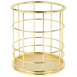 Органайзер-стаканчик для косметики и мелочей MONTE VITA (МОНТЕ ВИТА), металлический, 100х90 мм, золото, 272486 - фото 17361992