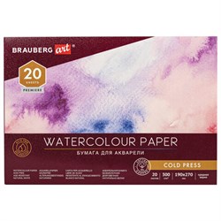 Альбом для акварели ХЛОПОК 30%, 300 г/м2, 190х270 мм, среднее зерно, 20 листов, склейка, BRAUBERG ART, 113219 - фото 17370123