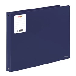 Папка на 4 кольцах БОЛЬШОГО ФОРМАТА А3, ГОРИЗОНТАЛЬНАЯ, 30 мм, до 250 листов, синяя, 0,8 мм, STAFF, 273998 - фото 17370182