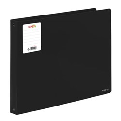 Папка на 4 кольцах БОЛЬШОГО ФОРМАТА А3, ГОРИЗОНТАЛЬНАЯ, 30 мм, до 250 листов, черная, 0,8 мм, STAFF, 274003 - фото 17370187