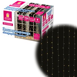 Электрогирлянда-занавес комнатная "Штора" 3х3 м, 196 LED, теплый белый свет, 220 V, ЗОЛОТАЯ СКАЗКА, 591352 - фото 17370242