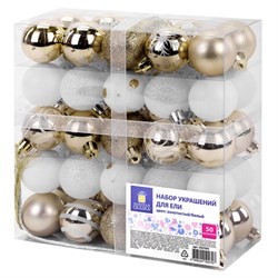 Шары елочные НАБОР 50 предметов "Новогодняя Сказка", пластик, золото/белый, ЗОЛОТАЯ СКАЗКА, 592593 - фото 17370250