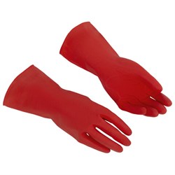 Перчатки VILEDA многоцелевые латексные МНОГОРАЗОВЫЕ х/б напыление ПРОЧНЫЕ M (средний) красный 174343 - фото 17370321