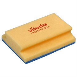 Губки VILEDA "Деликатная" КОМПЛЕКТ 1шт, желтые, СИНИЙ абразив, 16,5*13см, 535895 - фото 17370354