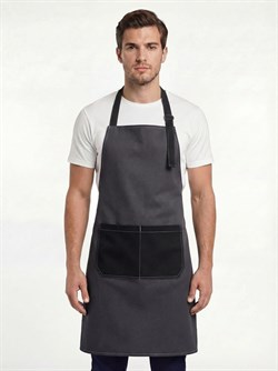 Фартук с грудкой Модеринт (тк.Смесовая,210), серый/черный - фото 17370395