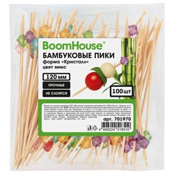 Шпажки-пики для канапе бамбуковые форма "Кристалл" цвет микс 12 см, 100 шт., BOOMHOUSE (БУМХАУС), 701970 - фото 17373642