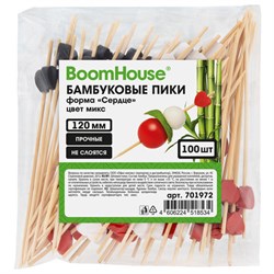 Шпажки-пики для канапе бамбуковые форма "Сердце" цвет микс 12 см, 100 шт., BOOMHOUSE (БУМХАУС), 701972 - фото 17373644