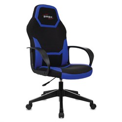 Кресло компьютерное BRABIX "Alpha GM-018", ткань/экокожа, черное/синее, 532638, GM-018_532638 - фото 17377933