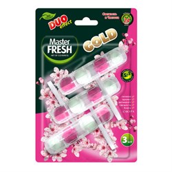 Блок туалетный подвесной твердый 3 шт. x 50 г, MASTER FRESH GOLD DUO EFFECT 5 в 1 "Сакура", С0007435 - фото 17385862