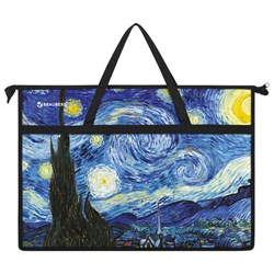 Папка для рисунков и чертежей с ручками BRAUBERG А3, пластик, молния сверху, "Van Gogh", 274540 - фото 17401106
